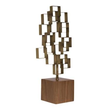Imagem de Escultura Decorativa Abstrata Em Metal Com Base Em MDF - Casa Hera Mar