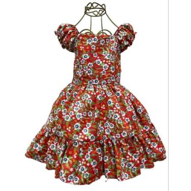 Imagem de Vestido Festa Junina Infantil Luxo Menina Arraia Caipira Roupa São Joã