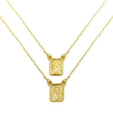 Imagem de Escapulario Em Ouro 18k Gargantilha Corrente Cordão Colar Masculino - 
