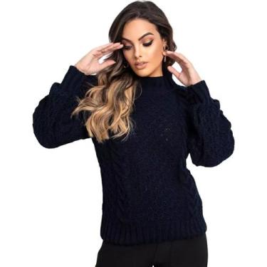 Imagem de Blusa de Frio Tricot Proteção Quente Moderna Lançamento Top Inverno Bl