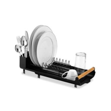 Imagem de Escorredor de louças abre e fecha extensivel black capacidade 9 pratos