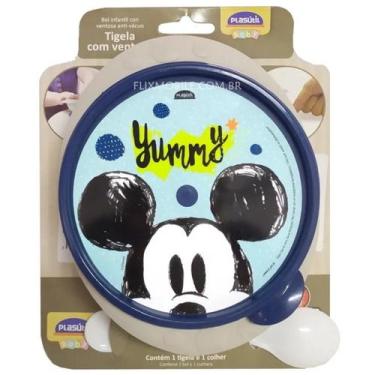 Imagem de Prato Tigela Alimentação Infantil Mickey C/ventosa E Colher - Plasútil