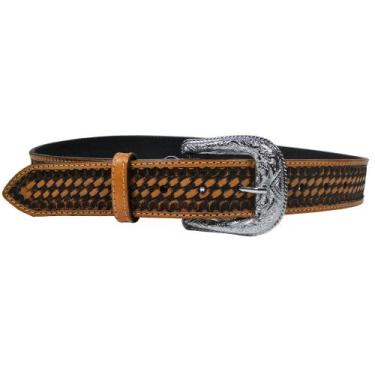 Imagem de Cinto De Couro Country Masculino Balaiado Reto Caramelo Dawson, Marrom