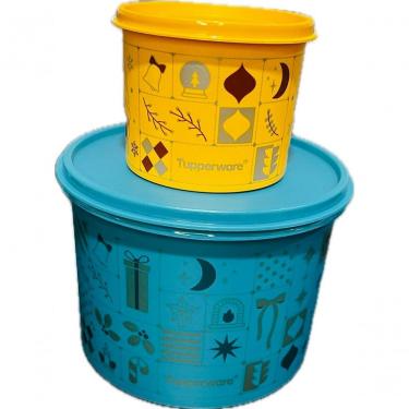 Imagem de Kit 2 Caixas para Alimentos Natal Mágico com 1 Pote 2,4L e 1 Pote 500ml para Cozinha Or...