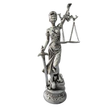 Imagem de Estátua Decorativa Deusa Dama da Justiça 30cm em Resina com Detalhes em Metal Prata Mabruk