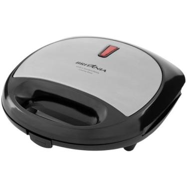 Imagem de Sanduicheira Grill Britânia Preto e Cinza 750W Antiaderente Crome, Pre