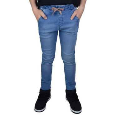 Imagem de Calça Infantil Menino Dipopini Malha Jogger Azul Claro CIM14, 10, Azul