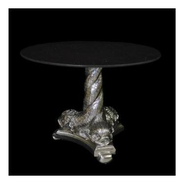 Imagem de Mesa Lateral Entalhes Carpa Alta Decoração Redonda - LUXdécor