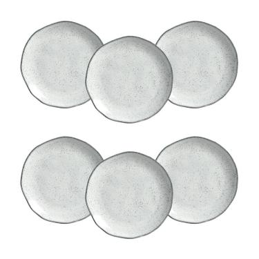 Imagem de Conjunto de Pratos de Sobremesa Echo 19,5CM 6 Peças Stoneware Compatível com Forno Branco Porto Brasil