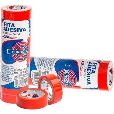 Imagem de Fita Adesiva Eurocel PP 2000 12mmx10m com 10 Rolos Vermelho