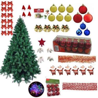 Imagem de Árvore De Natal Dinamarca 1,50m 345 Galhos Decorada Com 147 Enfeites  