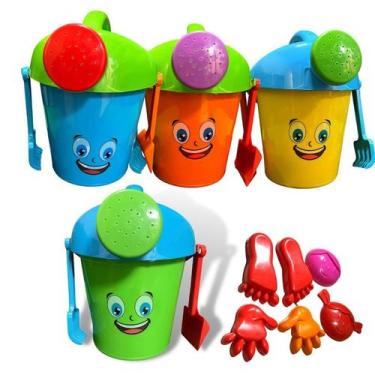 Imagem de Baldinho e regador + Acessórios brinquedo de praia didático kit praia 
