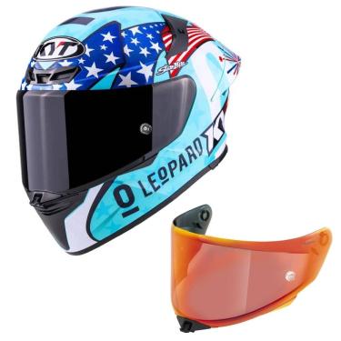 Imagem de Capacete KYT TT Revo Leopard Américas Azul Mais Viseira Vermelha