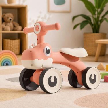 Imagem de Balance Bike Dino 4 Rodas com Luz Até 25kg - Marrom - UNITOYS