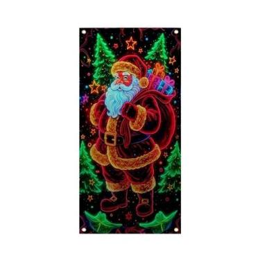 Imagem de Bandeira Neon Do Papai Noel 2D Plana Durável Em Poliéster Para Decoraç