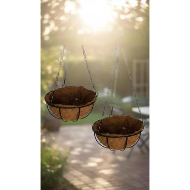 Imagem de Kit 2 Vasos Fibra De Coco Pendentes 20cm Com Corrente - Congratulation