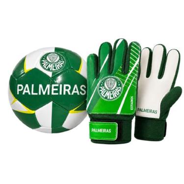 Imagem de Kit Goleiro Palmeiras Bola + Luva De Goleiro - Infantil Tamanho:7Cor:V