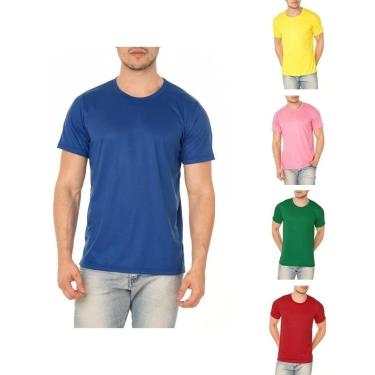 Imagem de Kit 5 Camisetas Lisas Masculina 100% Poliéster Cores Sortidas-Masculino