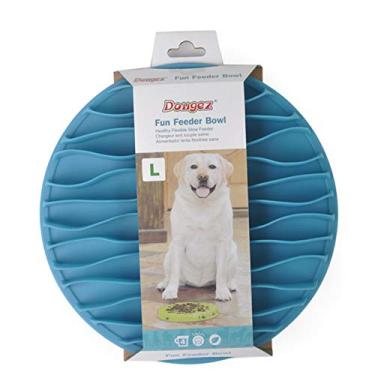 Imagem de Buyter Tigela de silicone interativo para animais de estimação com alimentação lenta divertida para cães e gatos TPR Wave Bowls antiasfixia (azul, G)