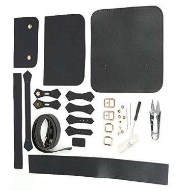 Imagem de Newmind Bolsa feita à mão em couro PU DIY com ferramentas de costura bolsa de ombro acessórios - preta