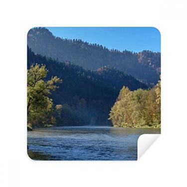 Imagem de Tecido de camurça River Mountain Hill Forest Reflection para óculos de água, tecido de camurça, pacote com 2