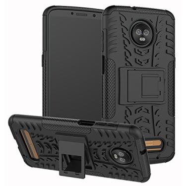 Imagem de Yiakeng Capa para Moto Z3, Moto Z3 Play, camada dupla à prova de choque fina protetora com suporte rígido para celular Motorola Moto Z3 (preto)