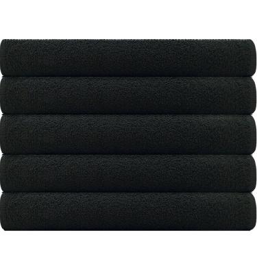 Imagem de Kit 5 Toalhas Linha Profissional 100% Algodão Salão Manicure Academia SPA 44x70cm Marcotex Preto - Emcompre