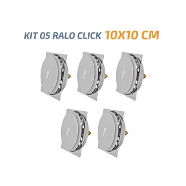 Imagem de Kit 05 Ralo Click Quadrado 10X10 Inox Veda Cheiro E Insetos