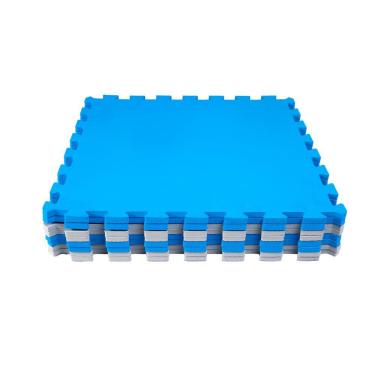 Imagem de Kit 4 Placas Tatame Tapete Eva Infantil 50x50x1cm Bebê - Azul e Cinza