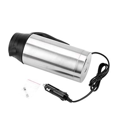 Imagem de port¨¢til 750ml 24 v chaleira el¨¦trica de viagem de a?o inoxid¨¢vel carro caminh?o chaleira aquecedor de ¨¢gua garrafa com isqueiro plug fus¨ªvel para ch¨¢ caf¨¦ beber,Aquecedor de ¨¢gua de carro, Aque