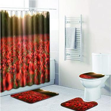 Imagem de Flor Vermelha Flor Casa De Banho Tappeti Bagno Tapete de Banheiro Conjunto de Tapete de Banho Tapis Salle De Bain Alfombra Bano,como imagem7,450MMx750MM