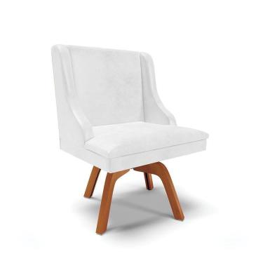 Imagem de Cadeira Corano Branco Giratória De Madeira