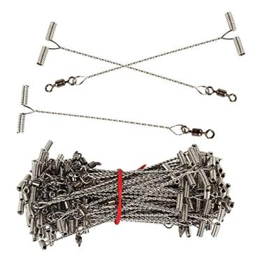 Imagem de 100 Pçs Equipamentos de de Pesca Conector de Braço Iscas de Pesca Fio Trace para Pesca de Água Salgada Trançada Grânulos, 12cm 13,5x2,1cm