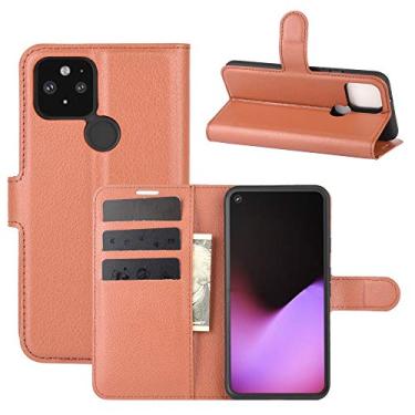 Imagem de YUNCHAO Caixa de telefone Para o Google Pixel 5 XL Litchi Texture Horizontal Flip Caixa Protetora com suporte e Card Slots & Carteira capa para celular