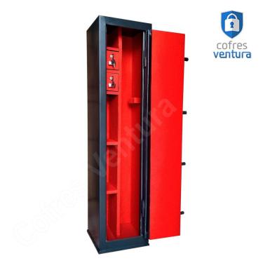 Imagem de Cofre Armário 130x30x30 para 09 peças (03 longas e 06 curtas) Preto com Vermelho