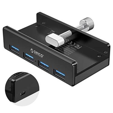 Imagem de ORICO Hub USB 3.0, braçadeira de hub USB, divisor USB de 4 portas de alumínio com porta de fonte de alimentação extra e cabo de dados USB de 1,5 m, hub USB alimentado por desktop para monitores/mesas