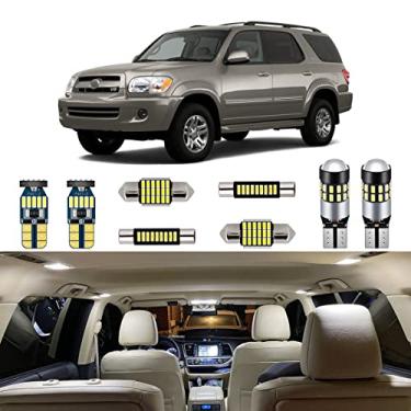 Imagem de AUTOGINE Kit de luzes LED interiores brancas de 18 peças para Toyota Sequoia 2001 2002 2003 2004 2005 2006 2007 Super Bright 6000K LED interior pacote de lâmpadas + ferramenta de instalação