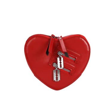 Imagem de Bolsa em forma de coração Y2K Gótico Bolsa Corrente Novidade Crossbody Ombro Kawaii Emo Grunge Alt Estética Bonita Escura Academia, Vermelho, Large, Clássico