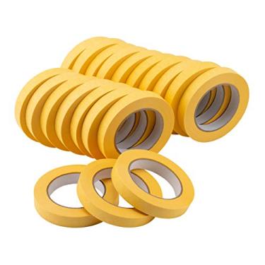 Imagem de Lichamp 20 Fitas de acabamento automotivo amarelas 18 mm x 55 m, Fita de pintura automotiva para veículos automotivos, conjunto de fitas para pinturas automotivas 1,27 cm x 180 m x 20 rolos