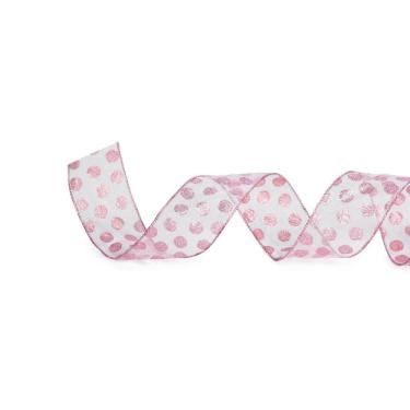 Imagem de Fita Natalina C/poá Rosa 1un 6,3cmx9,14mts 1614563