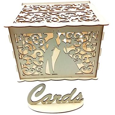 Imagem de Tingpai Envelope de casamento de madei ca a de cartão de presente oco padrão flo l cartão de convite ca a de DIY suprimentos de casamento