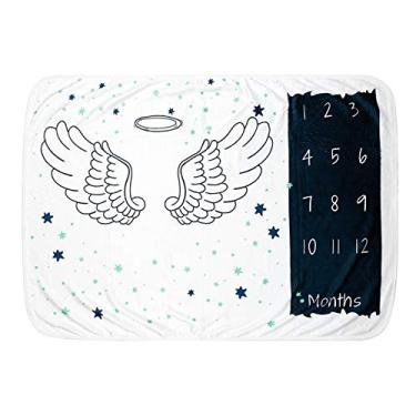 Imagem de Tingpai Cobertor Mensal Bebê Pa Menina Menino Quadro Asas Flo is Recém-nascido Foto Fundo Flanela Super ia 28 * 40 pol