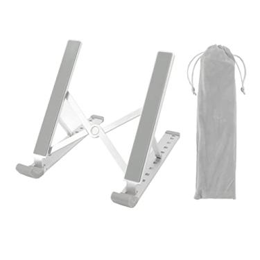 Imagem de Suporte de laptop para mesa - Suporte de laptop de alumínio ergonômico ajustável, suporte dobrável para computador compatível com laptops de 9 a 15,6 polegadas, prata