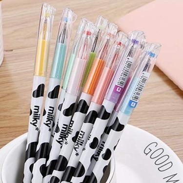 Imagem de Pacote com 12 canetas de gel Sencoo coloridas e fofas de diamante com cor de doce, conjunto de canetas de vaca leiteira para escrever artigos de papelaria Kawaii para escritório escolar