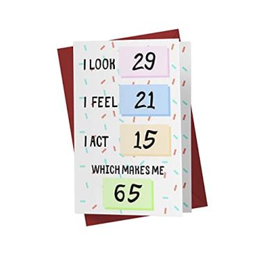 Imagem de Cartas engraçadas de 65º aniversário para mulheres ou homens – para amigos, família, namorado, etc. – Cartas de aniversário engraçadas 65 anos – Cartas de aniversário perfeitas e engraçadas 65º aniversário – com envelope