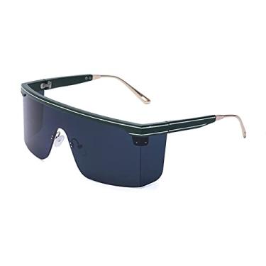 Imagem de Óculos de sol quadrados de luxo femininos masculinos designer de grandes dimensões em forma de máscara retro óculos de sol para feminino uv400 óculos casuais, verde preto, tamanho único