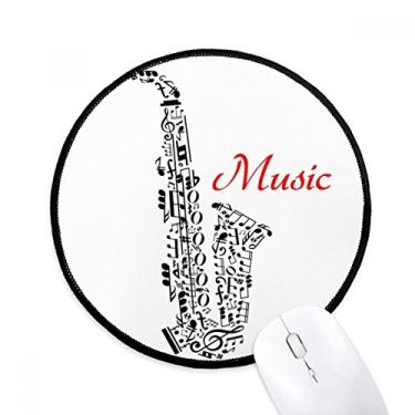 Imagem de DIYthinker Sax Música Clássica Ouvir Ilustrar Mouse Pad Desktop Escritório Tapete Redondo para Computador