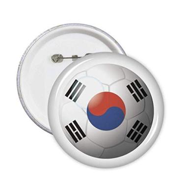 Imagem de Broche de futebol da bandeira nacional da Coreia com emblema de botão, 5 peças