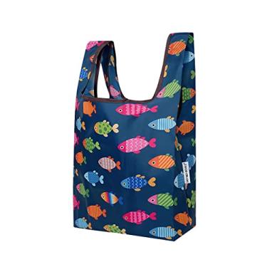 Imagem de Wrapables Bolsa de compras reutilizável pequena JoliBag Collection, Rainbow Fishies