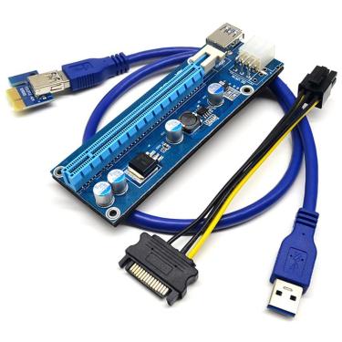 Imagem de Cabo Riser para Mineração - PCI-Express 1X para 16X - Powered - Versão 006C com 4 Capacitores